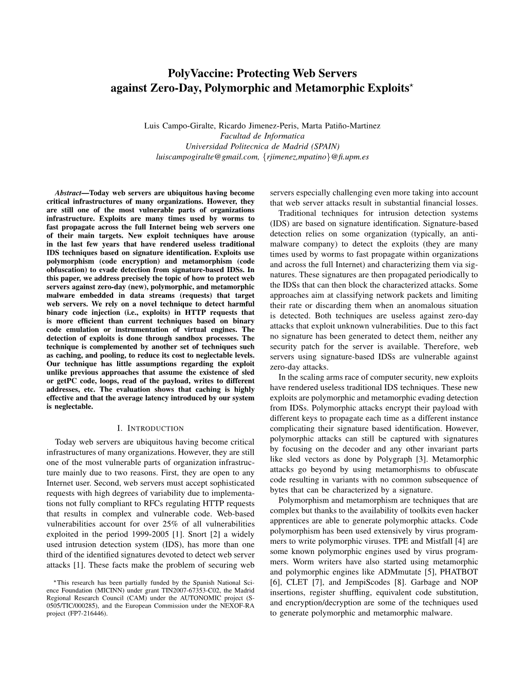 Protecting Web Servers Against Zero-Day, Polymorphic and Metamorphic Exploits⋆