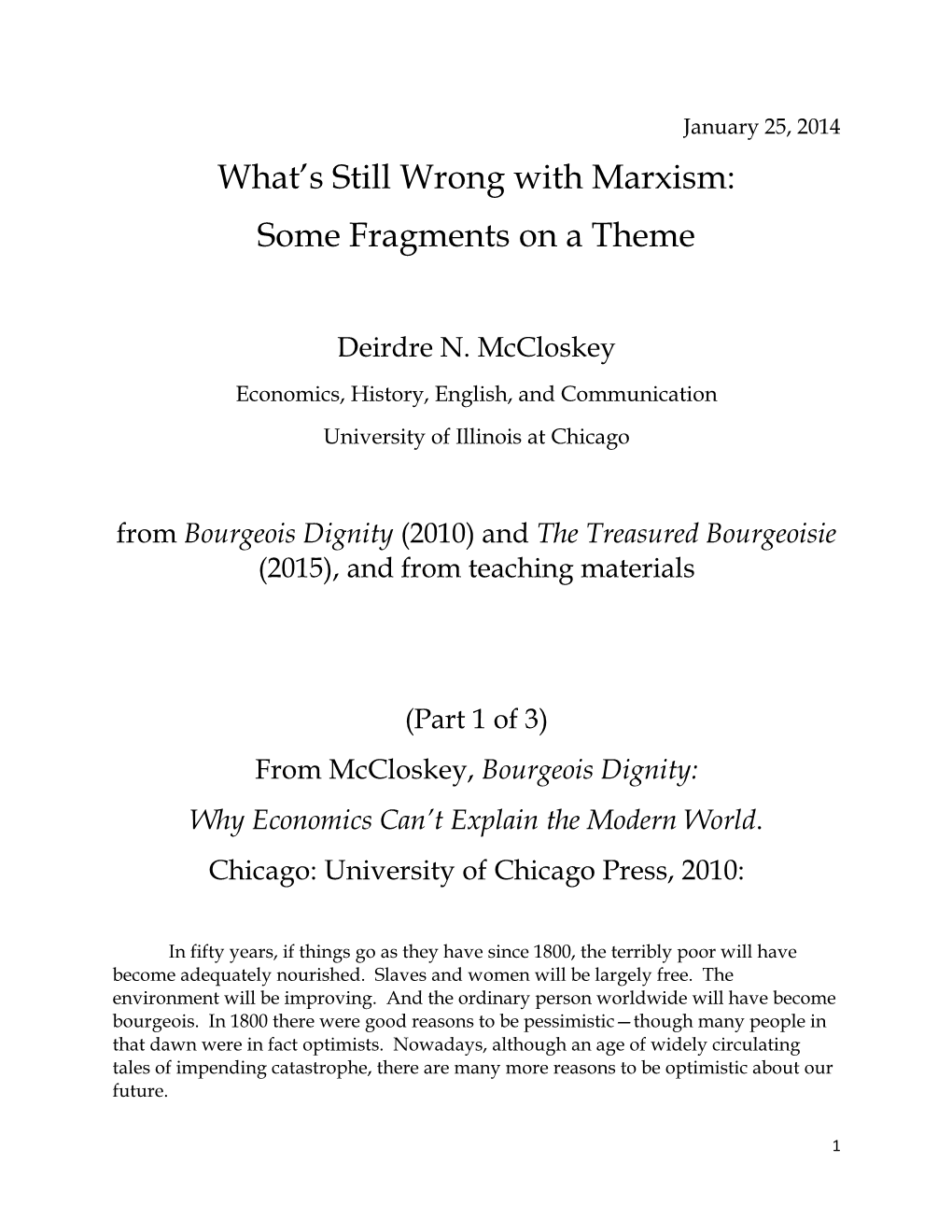 What's Still Wrong with Marxism: Some