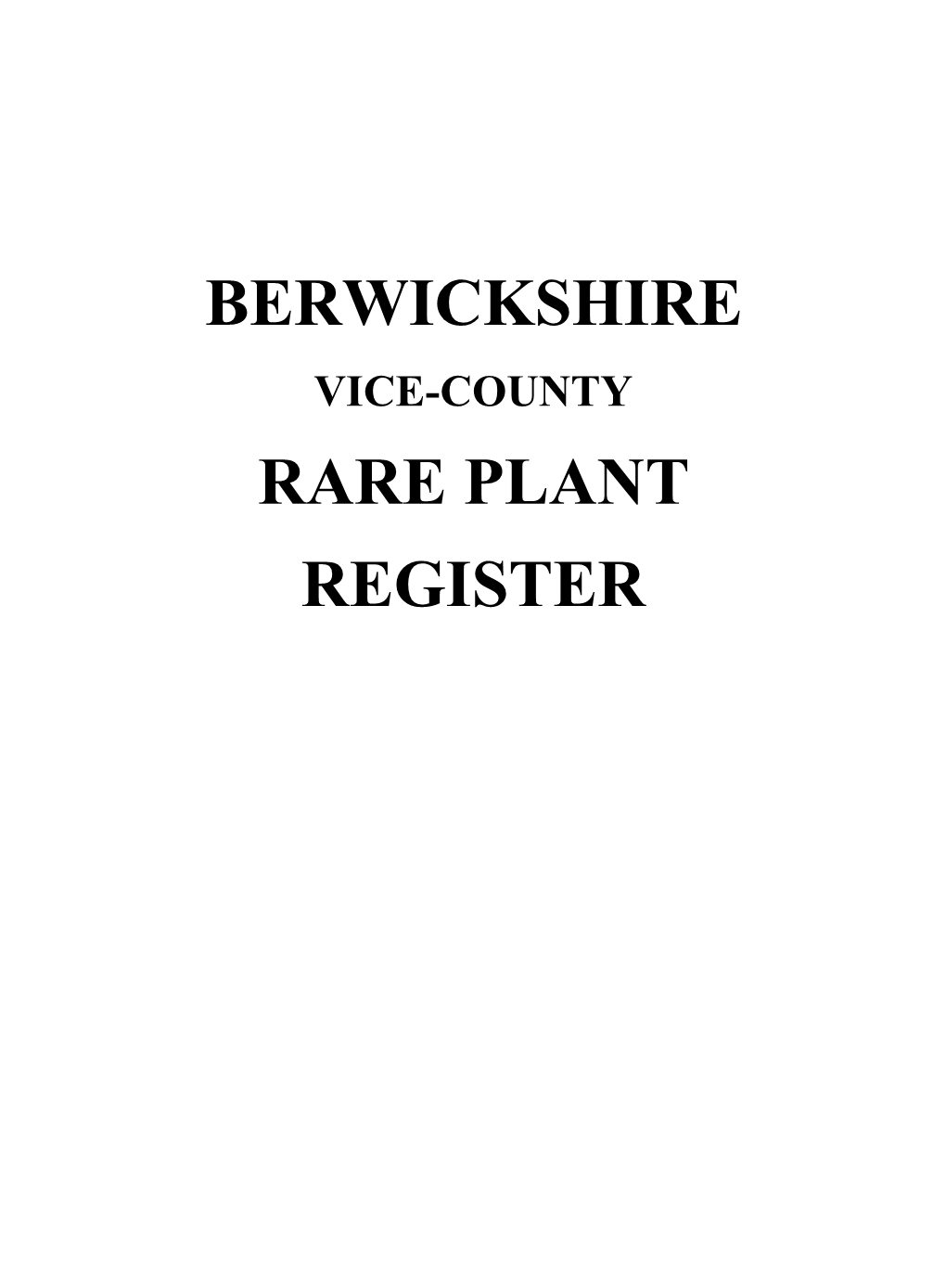 Berwickshire Rare Plant Register