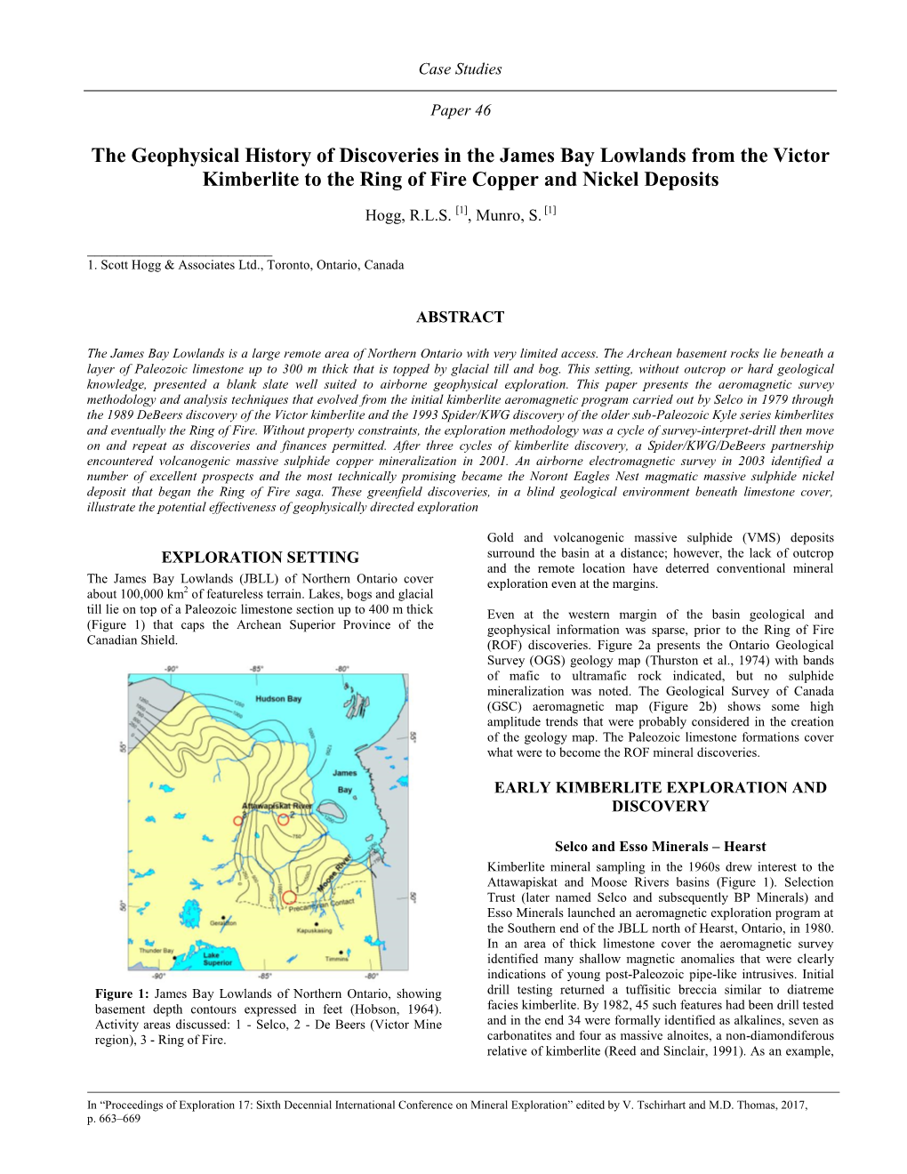 The Geophysical History of Discoveries in the James Bay Lowlands from the Victor Kimberlite to the Ring of Fire Copper and Nickel Deposits