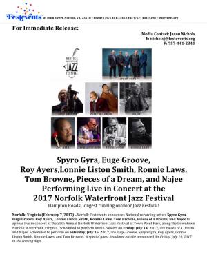 Spyro Gyra, Euge Groove, Roy Ayers,Lonnie Liston Smith, Ronnie