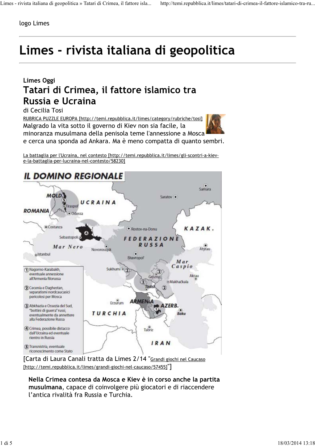 Tatari Di Crimea, Il Fattore Islamico Tra Russia E Ucraina