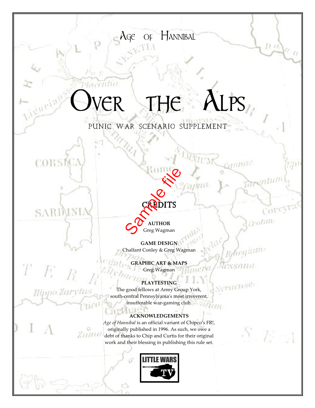 Over the Alps PUNIC WAR SCENARIO SUPPLEMENT