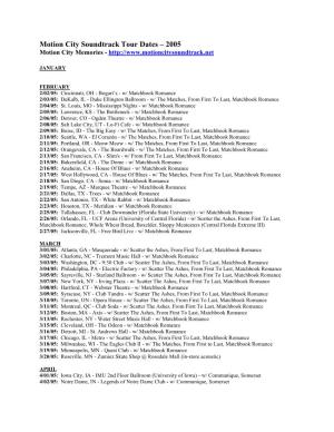 Motion City Soundtrack Tour Dates – 2005 Motion City Memories