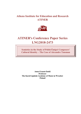 ATINER's Conference Paper Series LNG2018-2473