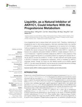 Liquiritin, As a Natural Inhibitor of AKR1C1, Could Interfere with the Progesterone Metabolism