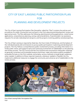 City of East Lansing Public Participation Plan for Planning and Development Projects