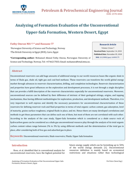 Analyzing of Formation Evaluation of the Unconventional Upper-Safa Formation, Western Desert, Egypt