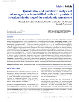 Quantitative and Qualitative Analysis of Microorganisms in Root‑Filled Teeth with Persistent Infection: Monitoring of the Endodontic Retreatment