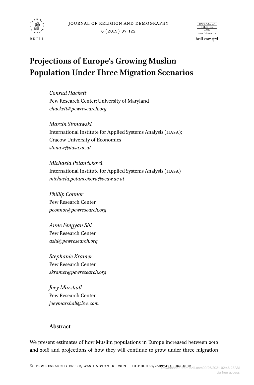 Projections of Europe's Growing Muslim Population Under Three