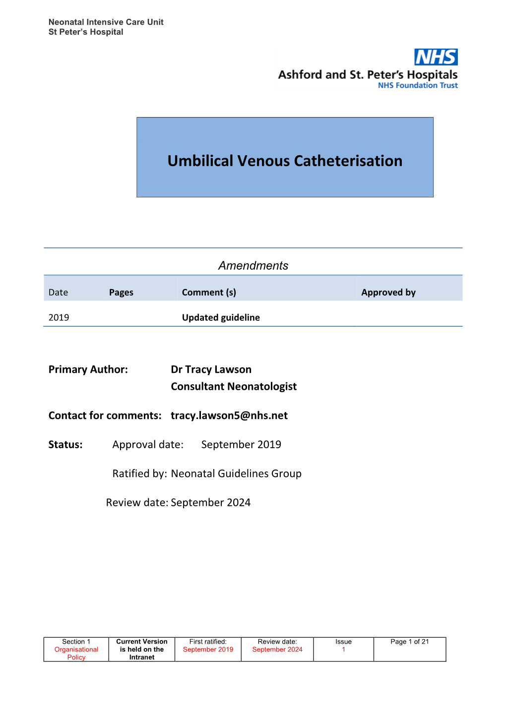 Umbilical Venous Catheterisation