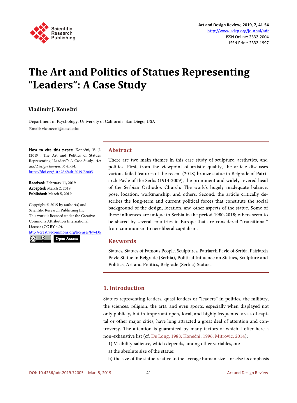 The Art and Politics of Statues Representing “Leaders”: a Case Study