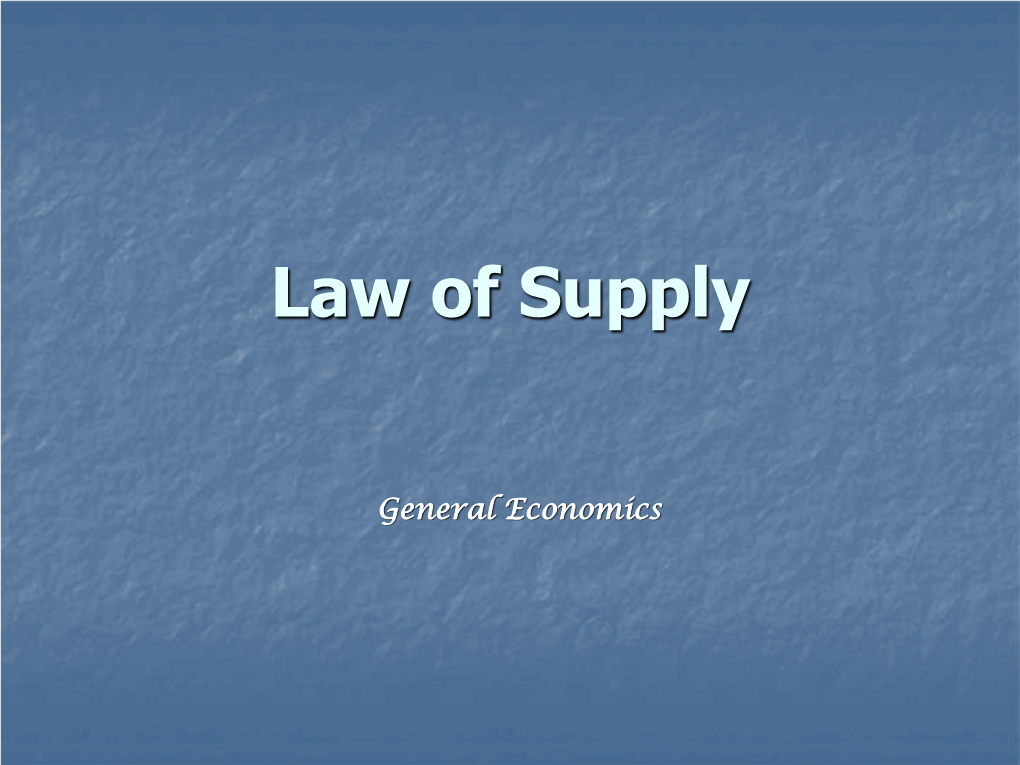 Law of Supply