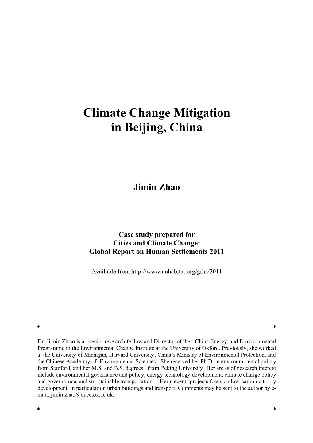 Climate Change Mitigation in Beijing, China