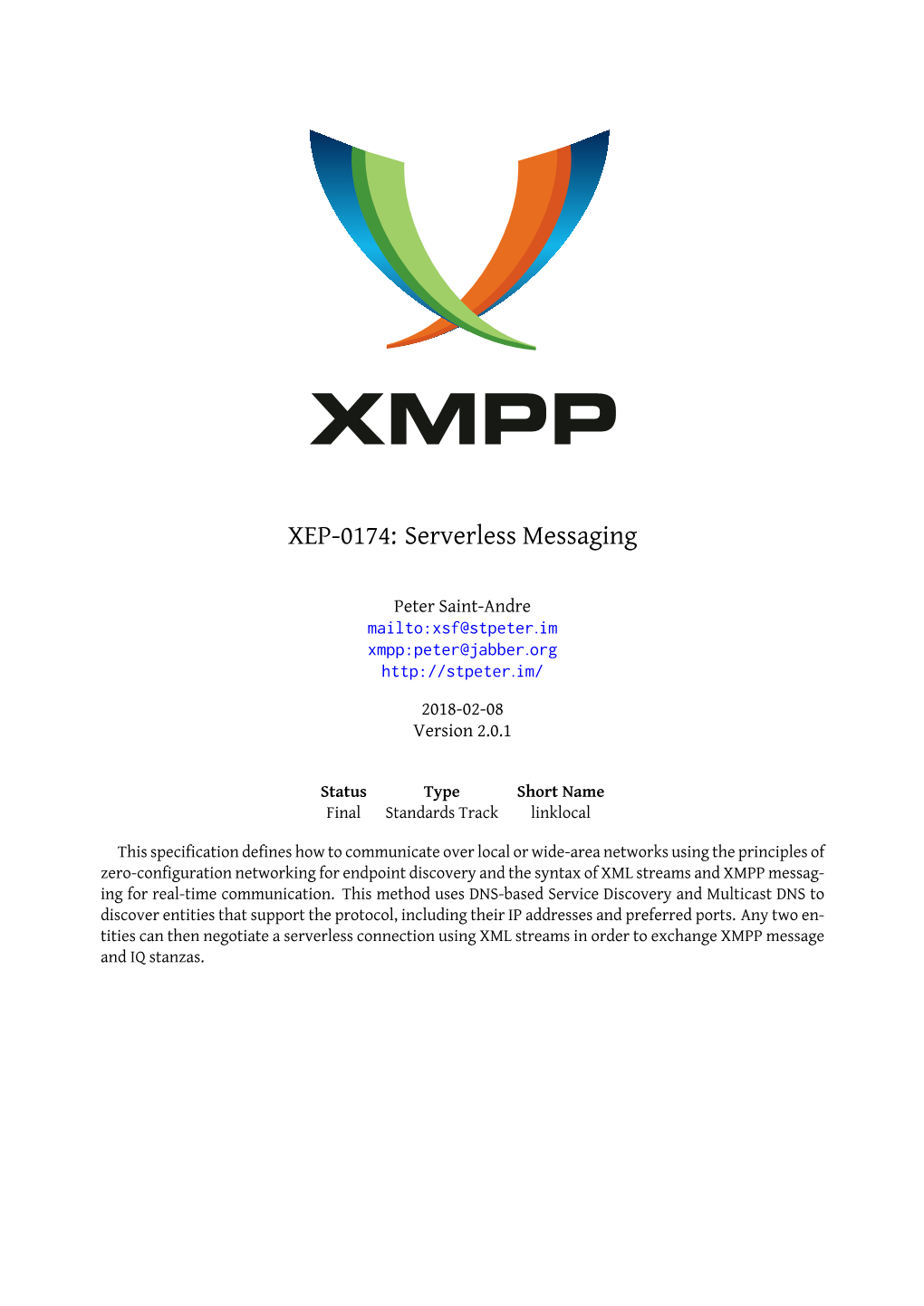 XEP-0174: Serverless Messaging