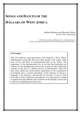 Songs and Dances of the Dagaaba of West Africa