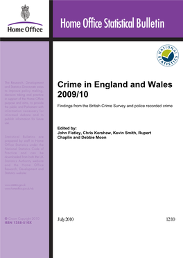 Crime in England and Wales 2009/10 Findings from the British Crime