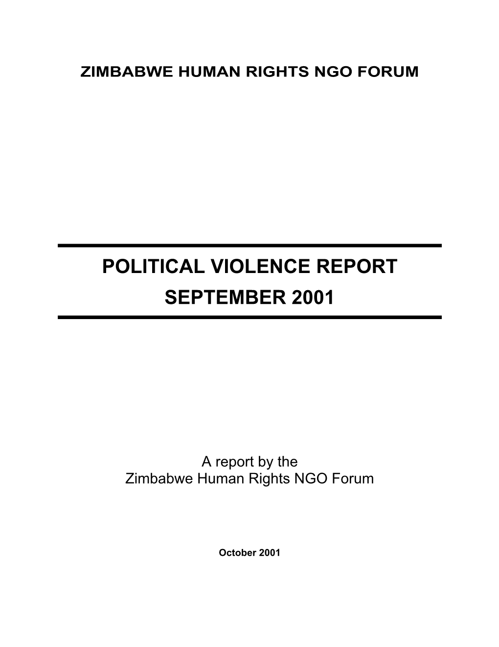 Political Violence Report September 2001