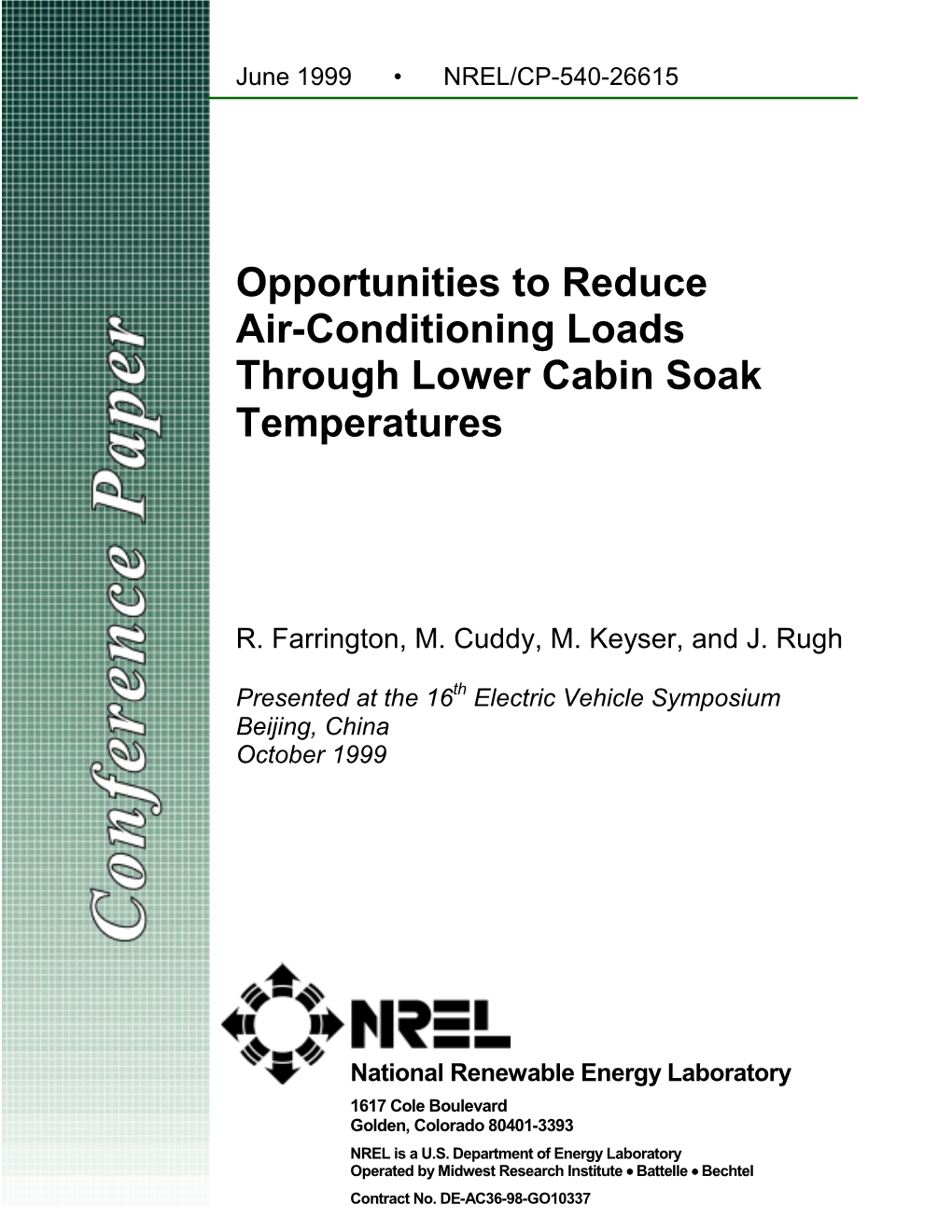 Opportunities to Reduce Air-Conditioning Loads Through Lower Cabin Soak Temperatures