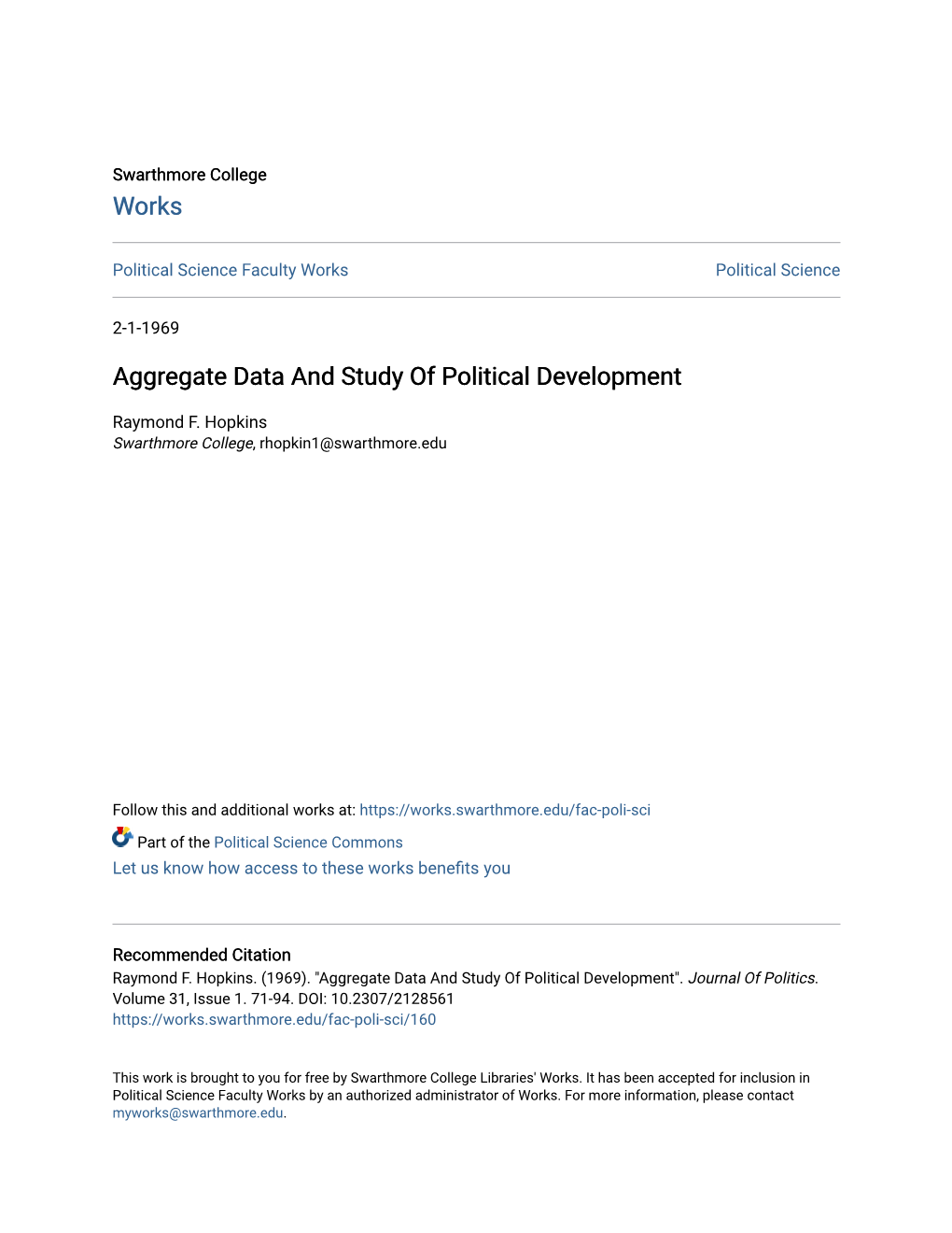 Aggregate Data and Study of Political Development
