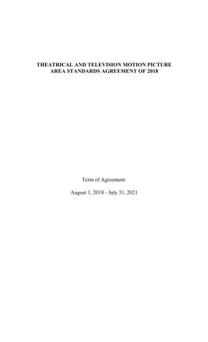 Area Standards Agreement of 2018