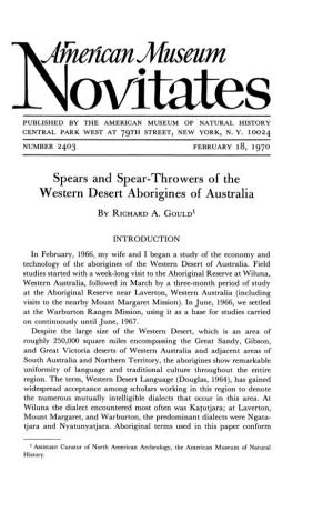 Spear-Throwers of the Western Desert Aborigines of Australia by RICHARD A
