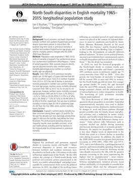 North-South Disparities in English Mortality 1965–2015: Longitudinal Population Study