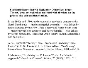 Standard Theory (Hybrid Heckscher-Ohlin/New Trade Theory) Does Not Well When Matched with the Data on the Growth and Composition of Trade