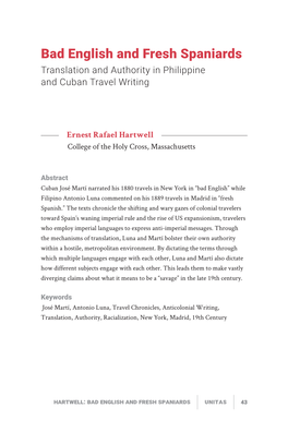 Bad English and Fresh Spaniards Translation and Authority in Philippine and Cuban Travel Writing