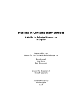 Muslims in Contemporary Europe