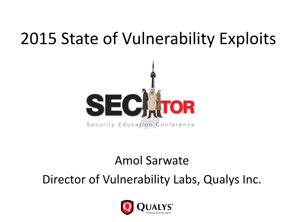 2015 State of Vulnerability Exploits