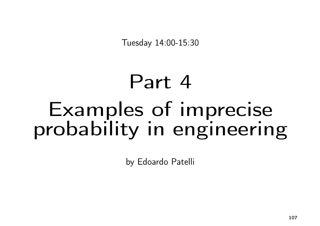 Part 4 Examples of Imprecise Probability in Engineering