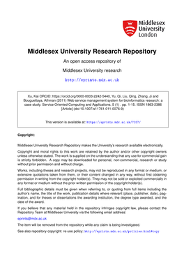 Web Service Management System for Bioinformatics Research: a Case Study. Service Oriented Computing and Applications, 5 (1)