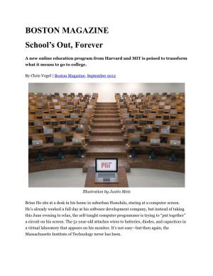 BOSTON MAGAZINE School's Out, Forever