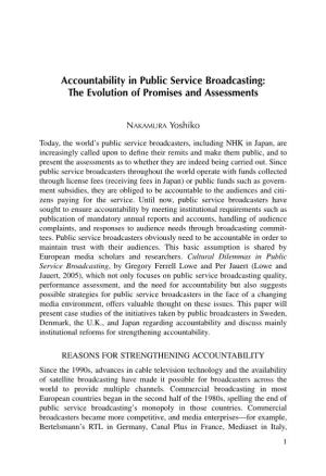 Accountability in Public Service Broadcasting: the Evolution of Promises and Assessments