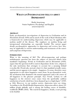 What Can Psychoanalysis Tell Us About Depression?