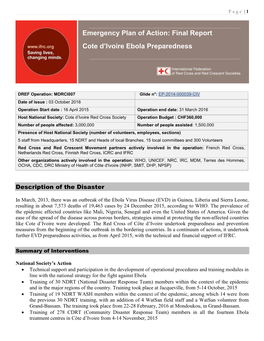 Final Report Cote D'ivoire Ebola Preparedness