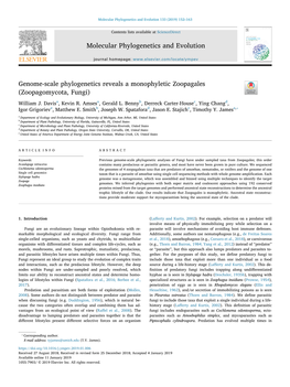 Genome-Scale Phylogenetics Reveals a Monophyletic Zoopagales (Zoopagomycota, Fungi) T