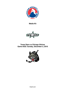 Media Kit Texas Stars Vs Chicago Wolves Game #332: Sunday