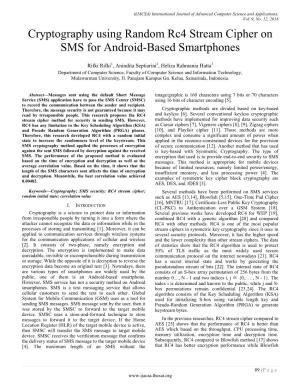 Cryptography Using Random Rc4 Stream Cipher on SMS for Android-Based Smartphones