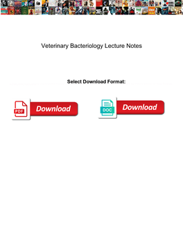 Veterinary Bacteriology Lecture Notes