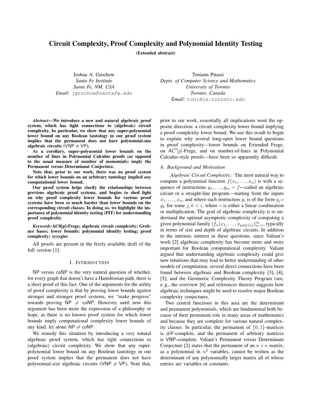 Circuit Complexity, Proof Complexity and Polynomial Identity Testing (Extended Abstract)