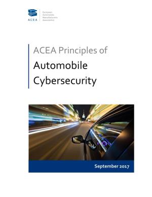 ACEA Principles of Automobile Cybersecurity