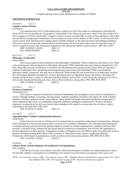 FALL 2010 COURSE DESCRIPTIONS (9-4-10) Complete and Up-To-Date Course Information Is Available on Thehub
