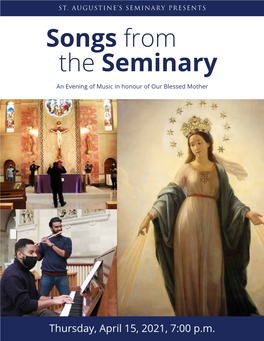 Songs from the Seminary an Evening of Music in Honour of Our Blessed Mother