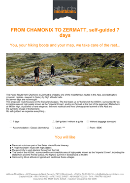 FROM CHAMONIX to ZERMATT, Self-Guided 7 Days