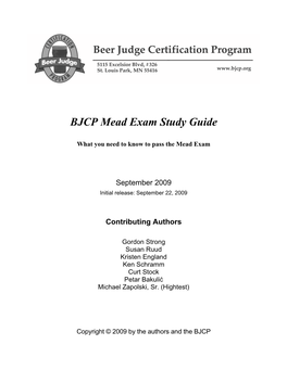 BJCP Mead Exam Study Guide