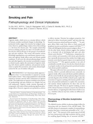 Smoking and Pain Pathophysiology and Clinical Implications