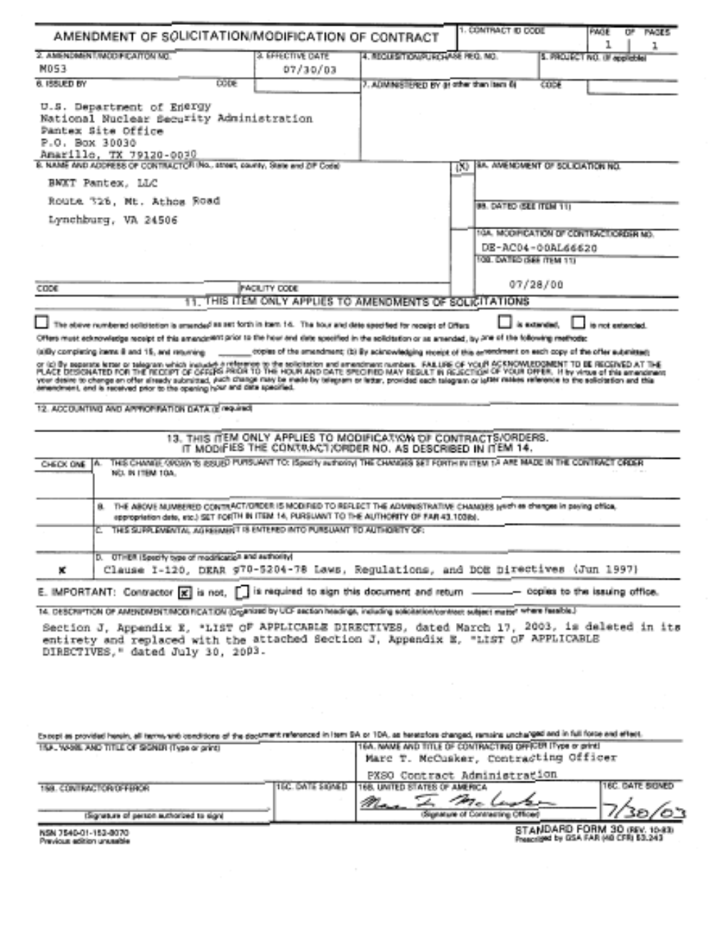 Amendment of Solicitation/Modification of Contract s1