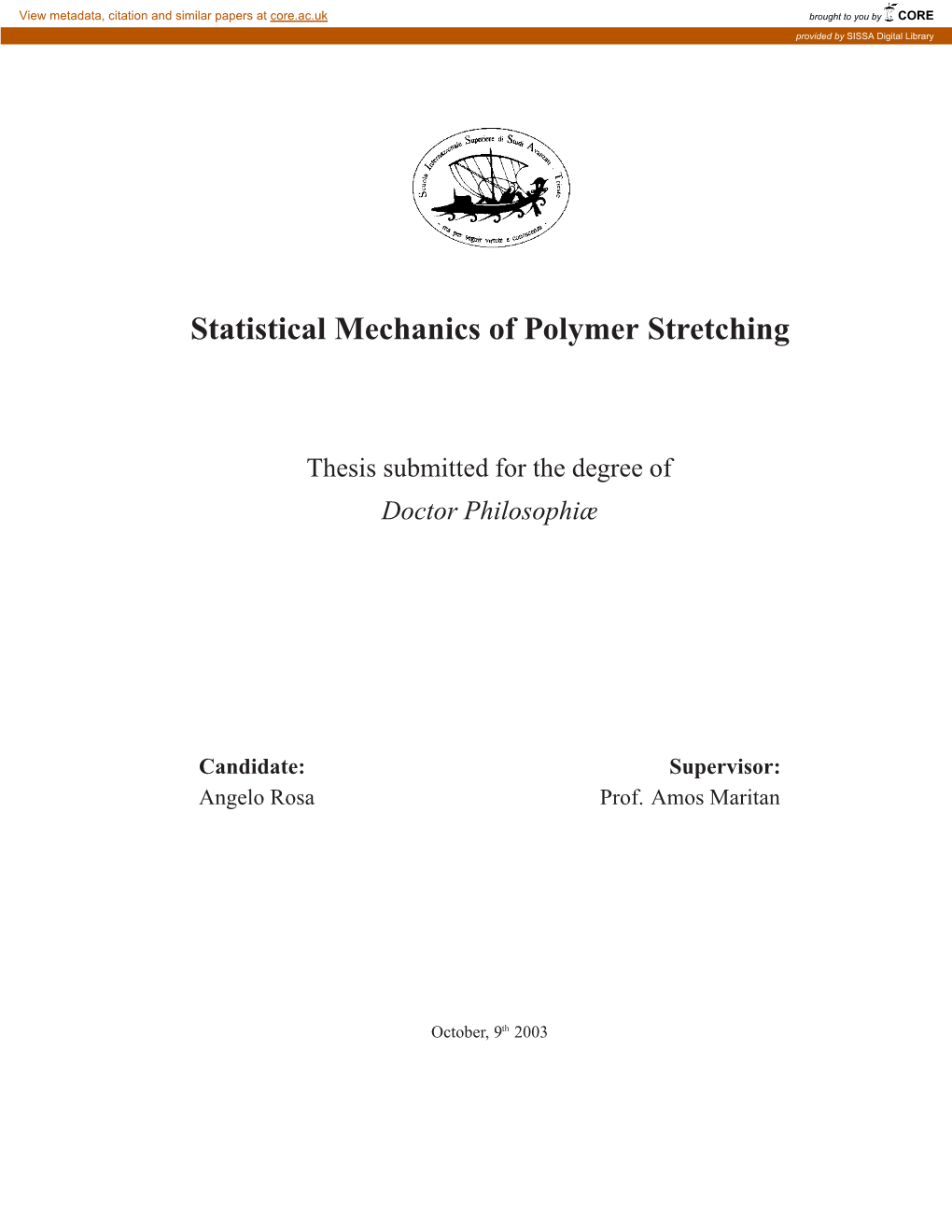 Statistical Mechanics of Polymer Stretching